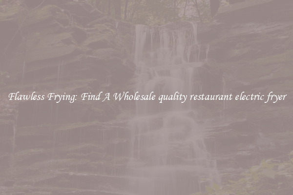 Flawless Frying: Find A Wholesale quality restaurant electric fryer